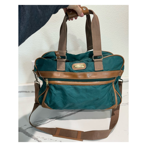 Jaguar Travel Bag Overnight Weekender Jade Green with‎ Leather - Picture 1 of 6